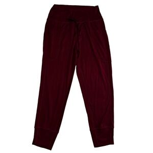 Fabletics Maj Tricot Pant Size XS Burgundy Side Pockets Relaxed Fit NWT